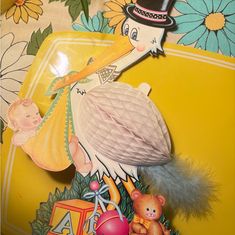 Vintage Stork Baby Shower Decoration